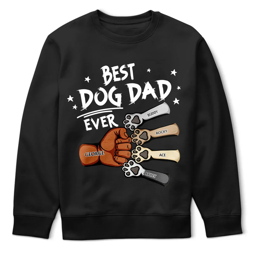 Best Dog Dad Ever Hand Punch Colorful Art - Personalized T Shirt - Image 5