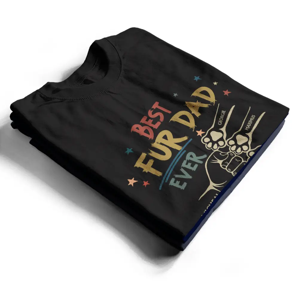 Best Dog Dad Ever Hand Punch Retro - Personalized T Shirt - Image 2