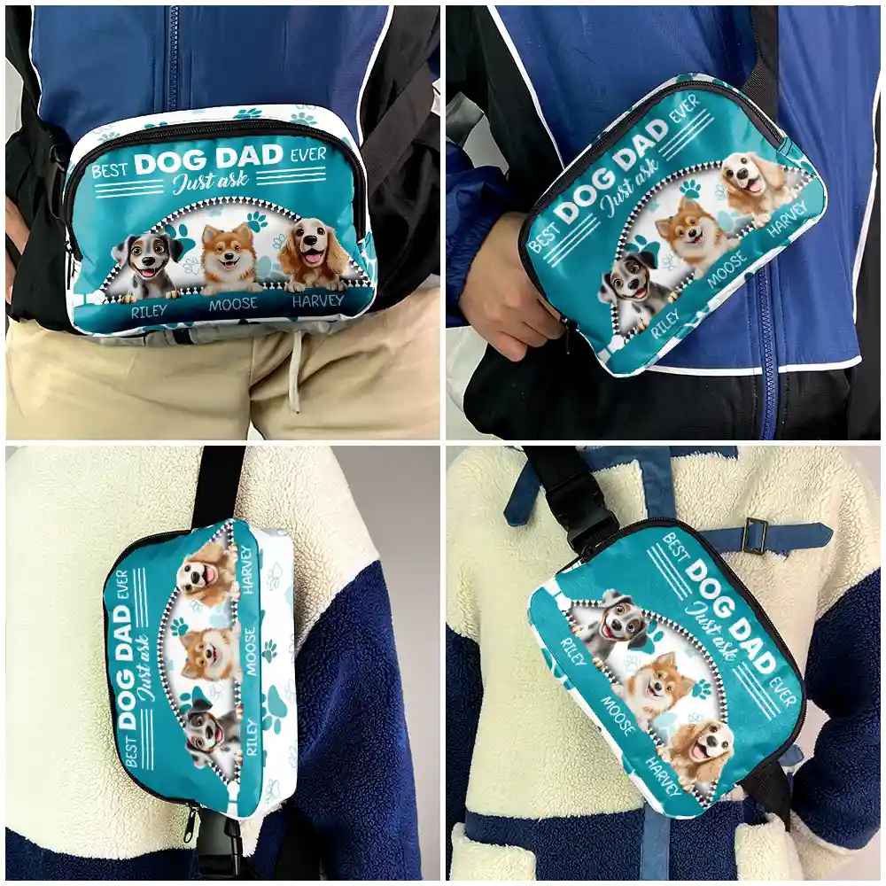 Best Dog Dad Ever Just Ask - Personalized Crossbody Belt Bag - Image 5