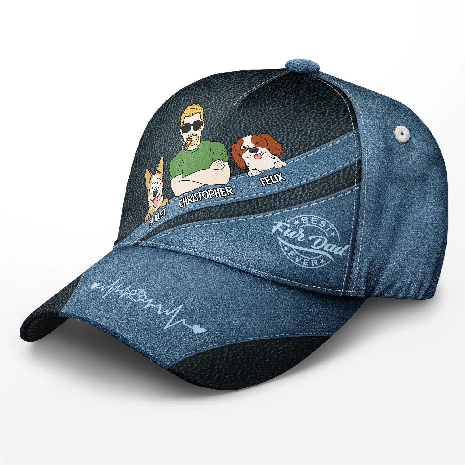 Best Dog Dad Fur Dad Ever - Personalized Classic Cap - Image 2