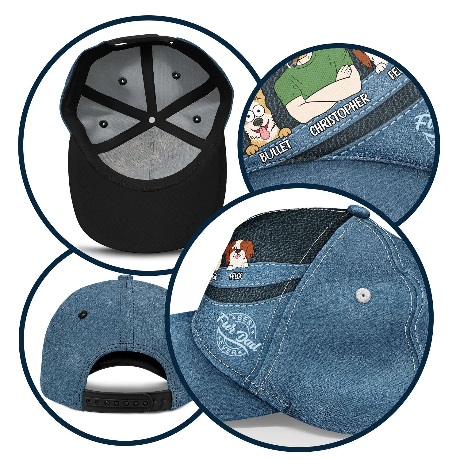Best Dog Dad Fur Dad Ever - Personalized Classic Cap - Image 5