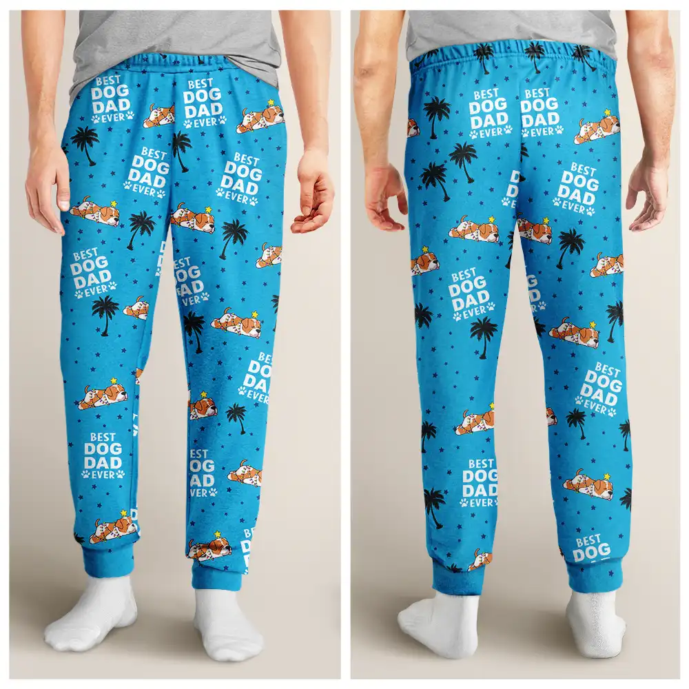 Best Dog Mom Dad Ever Lying Dog - Personalized Pajama Pants - Image 4