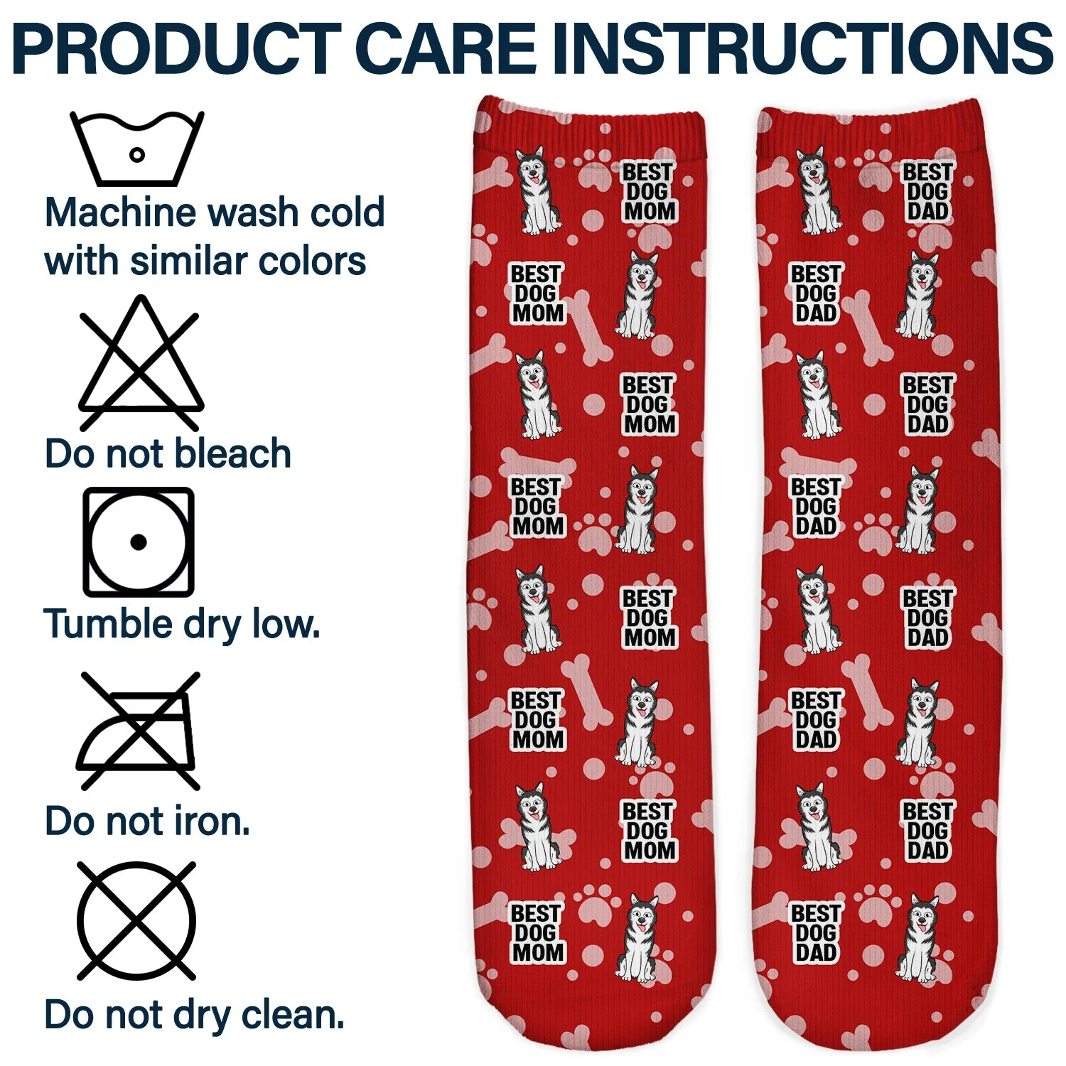 Best Dog Mom & Dad - Gift For Dog Lovers - Personalized Socks - Image 6