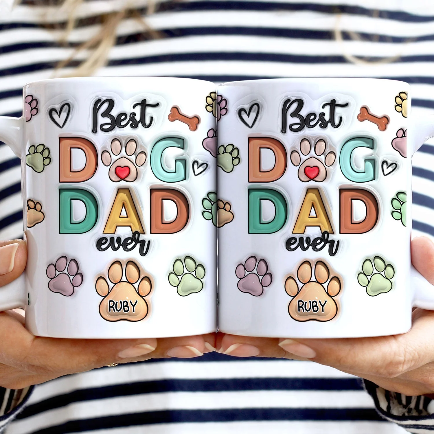 Best Dog Mom Ever - Birthday, Anniversary Gift For Dog Dad, Cat Mom, Pet Lover -  3D Inflated Effect Printed Mug, Personalized White Edge-to-Edge Mug - Image 2