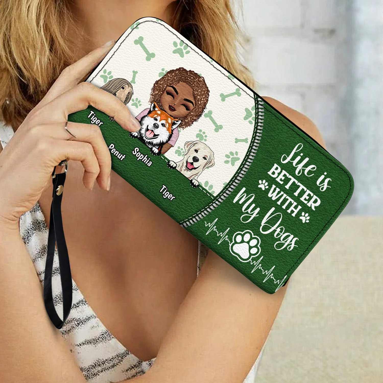 Best Dog Mom Ever - Birthday, Loving Gift For Dog Lovers - Personalized Leather Long Wallet - Image 3