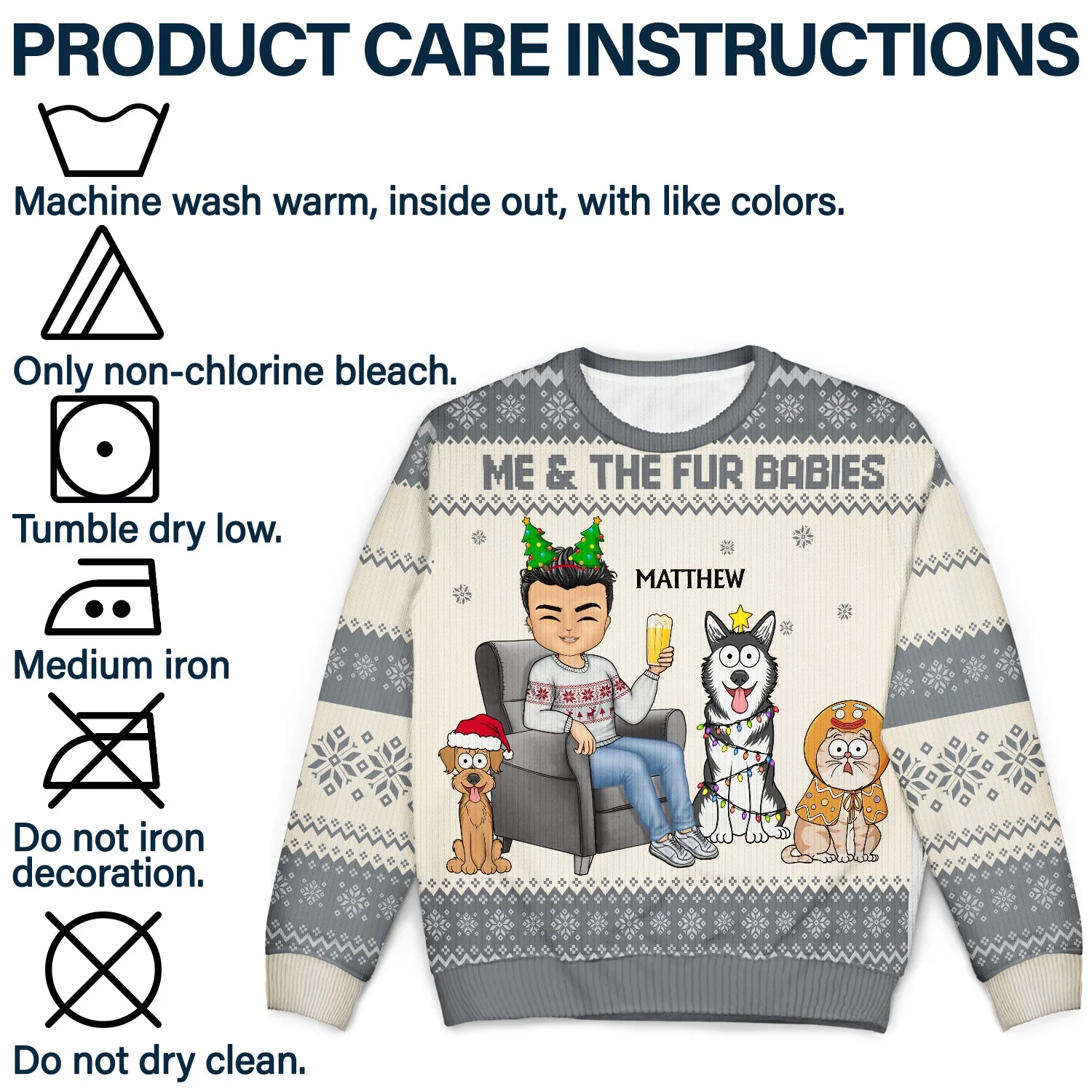 Best Dog Mom Ever Chibi - Christmas Gift For Dog Lovers, Cat Lovers - Personalized Unisex Ugly Sweater - Image 7