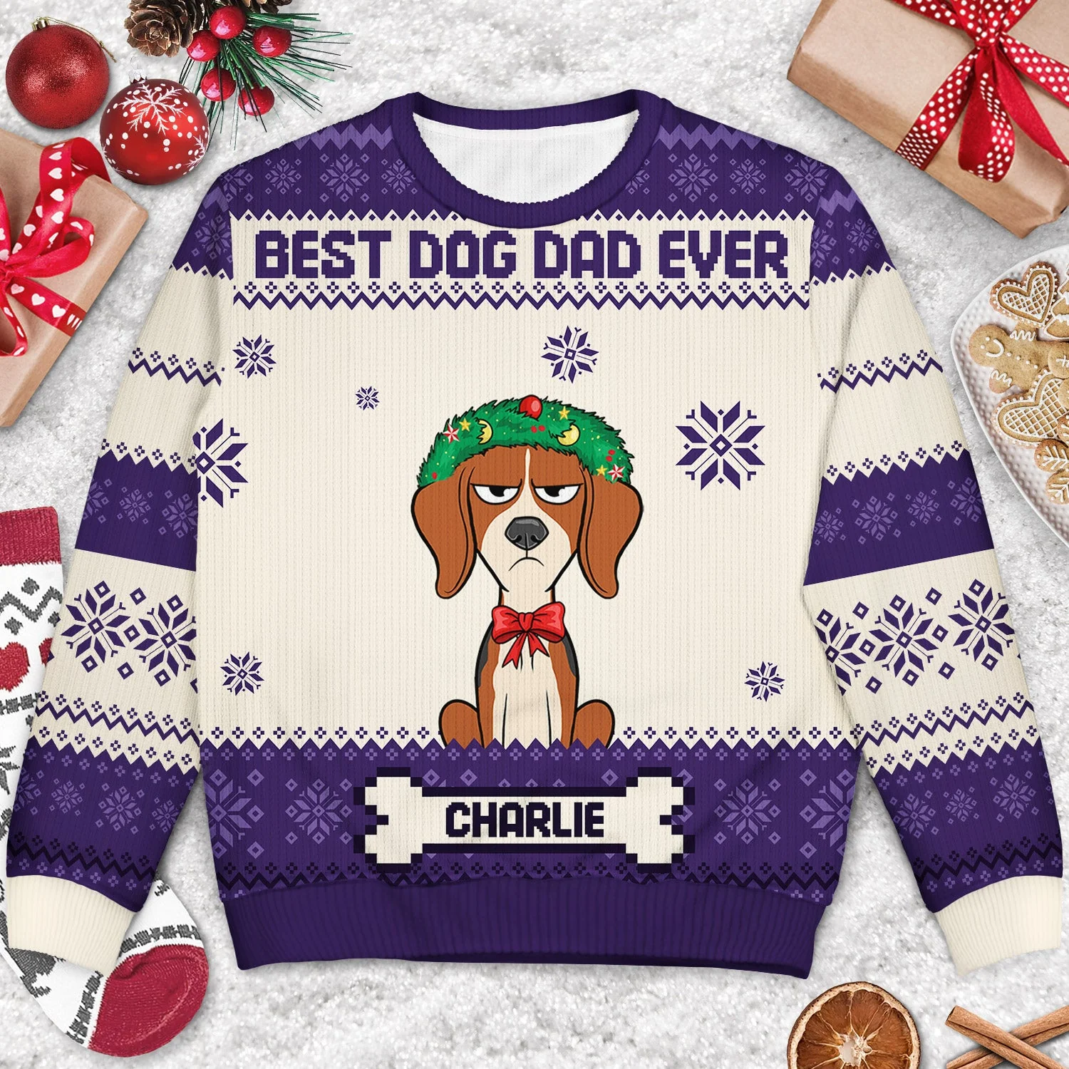 Best Dog Mom Ever - Christmas Gift, Gift For Dog Lovers, Dog Mom, Dog Dad, Pet Lovers - Personalized Unisex Ugly Sweater - Image 3
