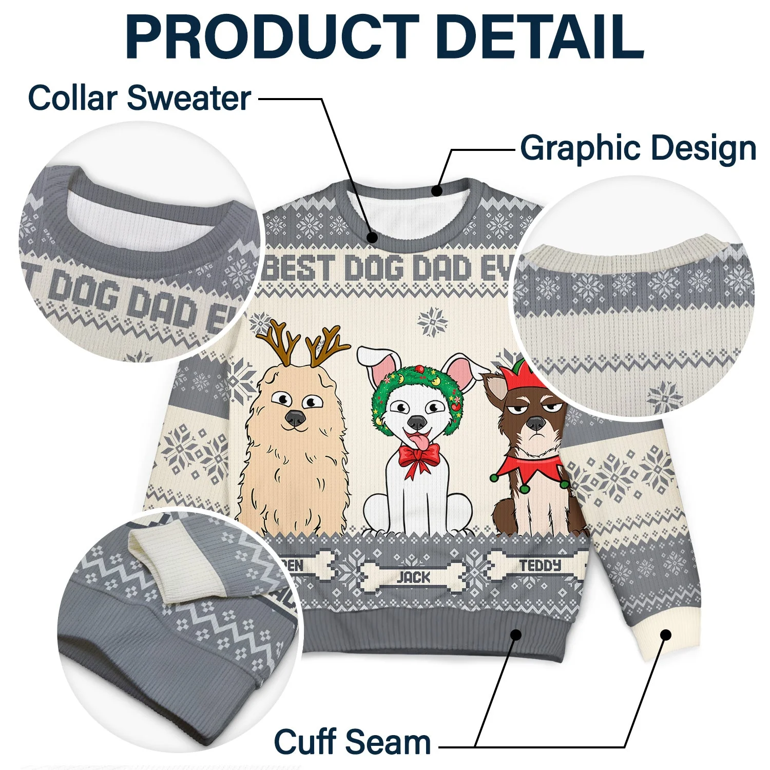 Best Dog Mom Ever - Christmas Gift, Gift For Dog Lovers, Dog Mom, Dog Dad, Pet Lovers - Personalized Unisex Ugly Sweater - Image 6
