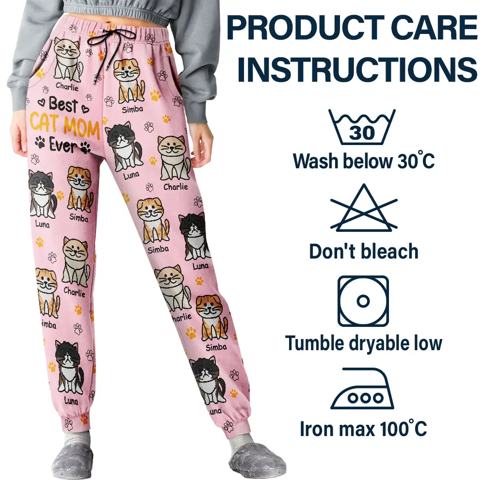Best Dog Mom Ever Color Stick Figure Dog Cat - Personalized Pajama Pants - Image 5