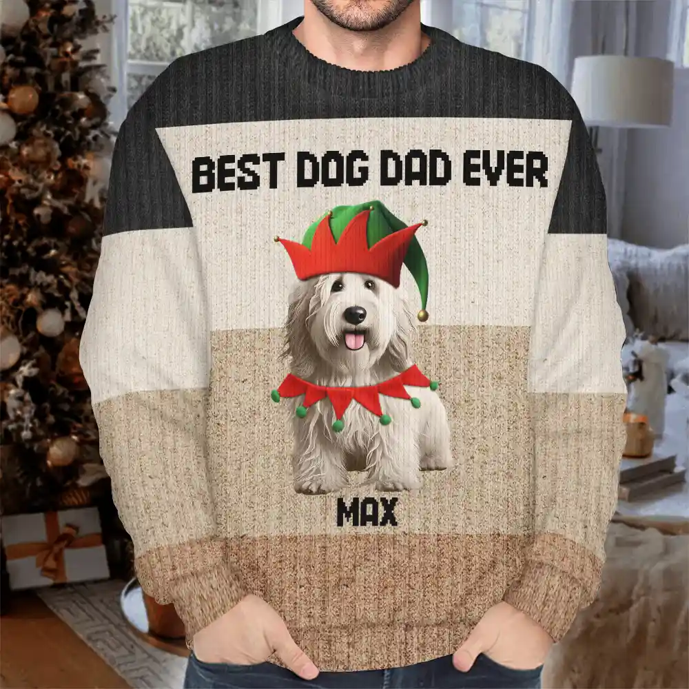 Best Dog Mom Ever Funny 3D Cute Dogs - Personalized Unisex Ugly Sweater - Image 3