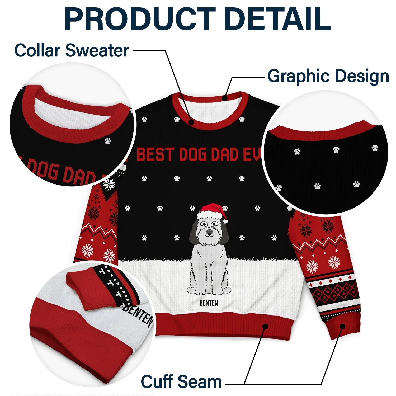 Best Dog Mom Ever - Gift For Dog Lovers - Personalized Unisex Ugly Sweater - Image 6