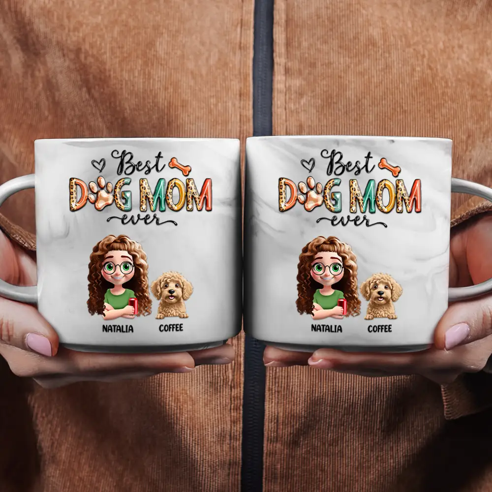 Best Dog Mom Ever - Personalized Marble Mug - Image 2