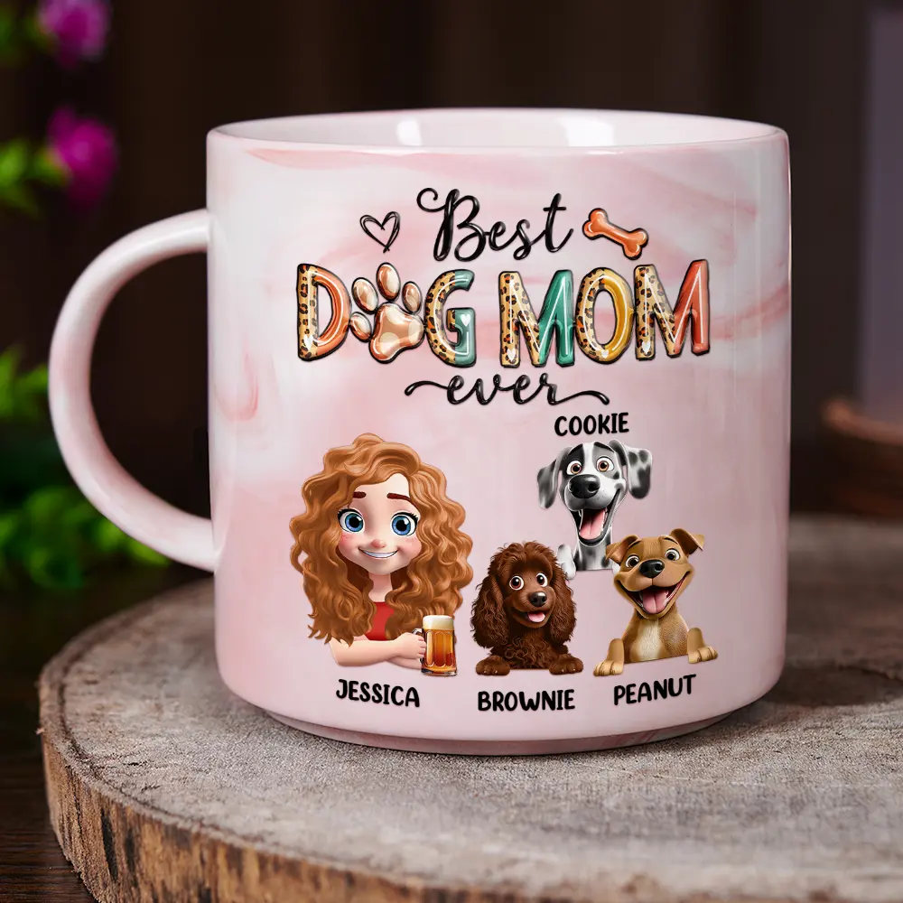 Best Dog Mom Ever - Personalized Marble Mug - Image 3