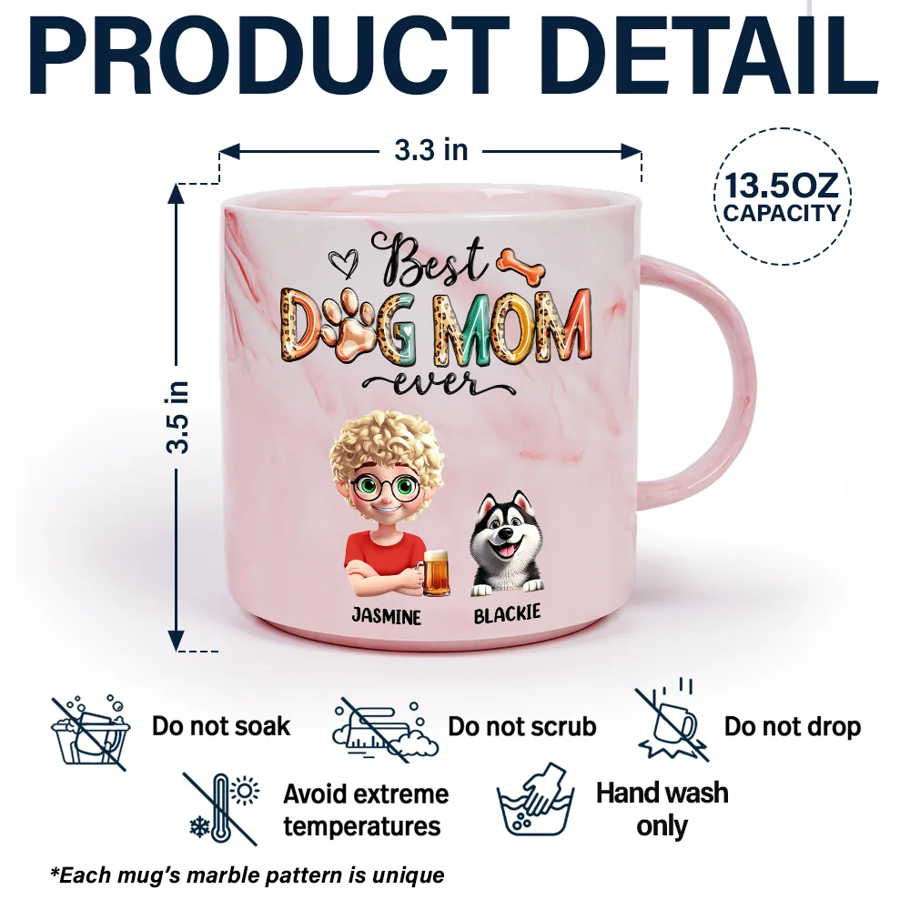 Best Dog Mom Ever - Personalized Marble Mug - Image 5
