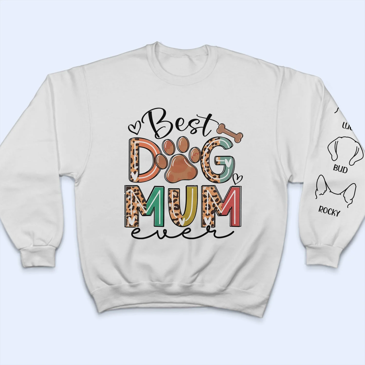 Best Dog Mom - Gift For Mothers, Pet Lovers - Personalized Sweatshirt With Sleeve Imprint - Image 3