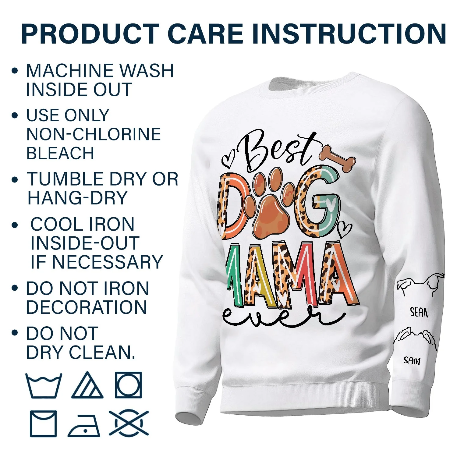 Best Dog Mom - Gift For Mothers, Pet Lovers - Personalized Sweatshirt With Sleeve Imprint - Image 6