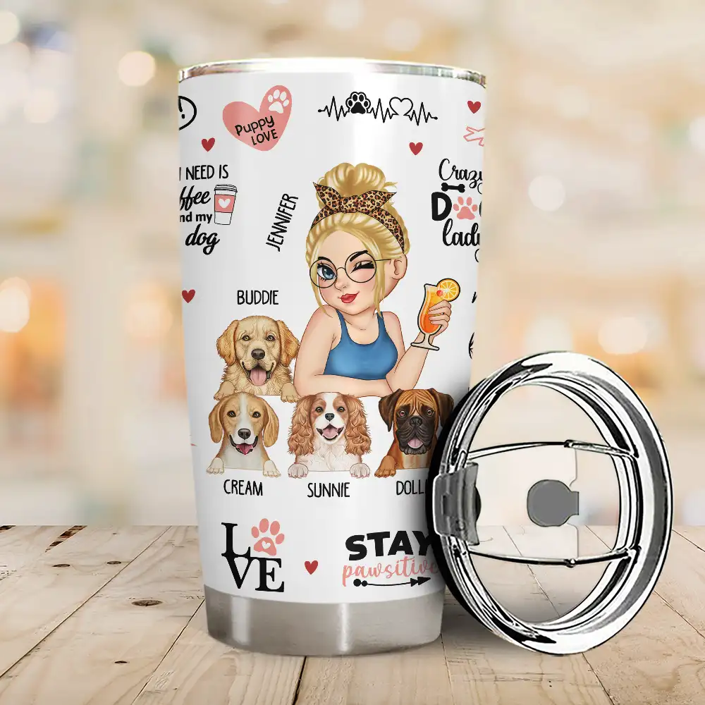Best Dog Mom Puppy Love - Personalized Tumbler - Image 2