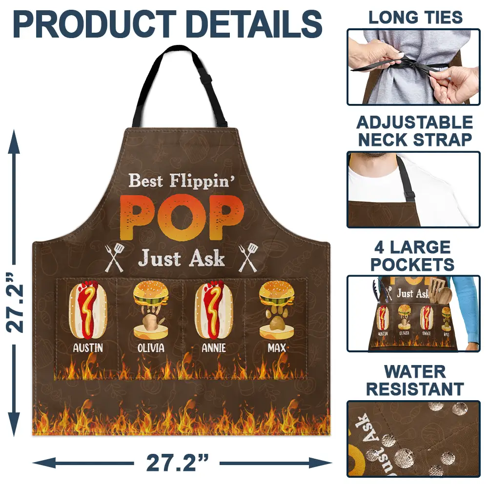 Best Flippin' Dad Jusk Ask - Personalized Apron - Image 4