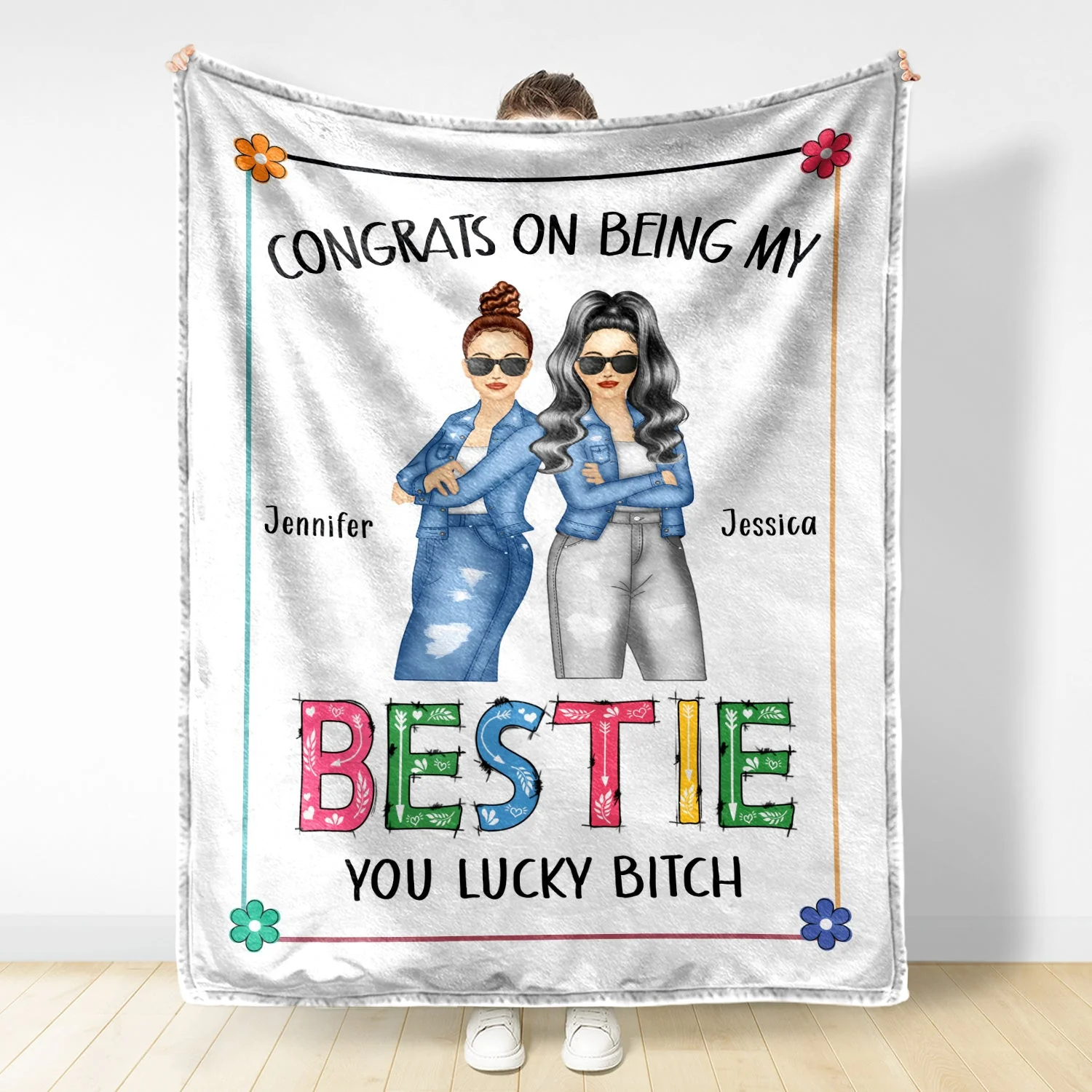 Best Friend Congrats On Being My Bestie - Gift For Bestie - Personalized Fleece Blanket - Image 2