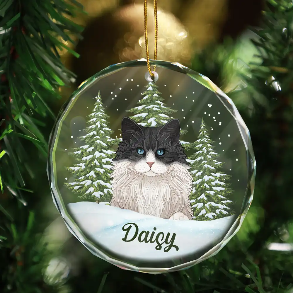 Best Friend For Life Christmas Memorial Dog Cat - Personalized Circle Glass Ornament - Image 3