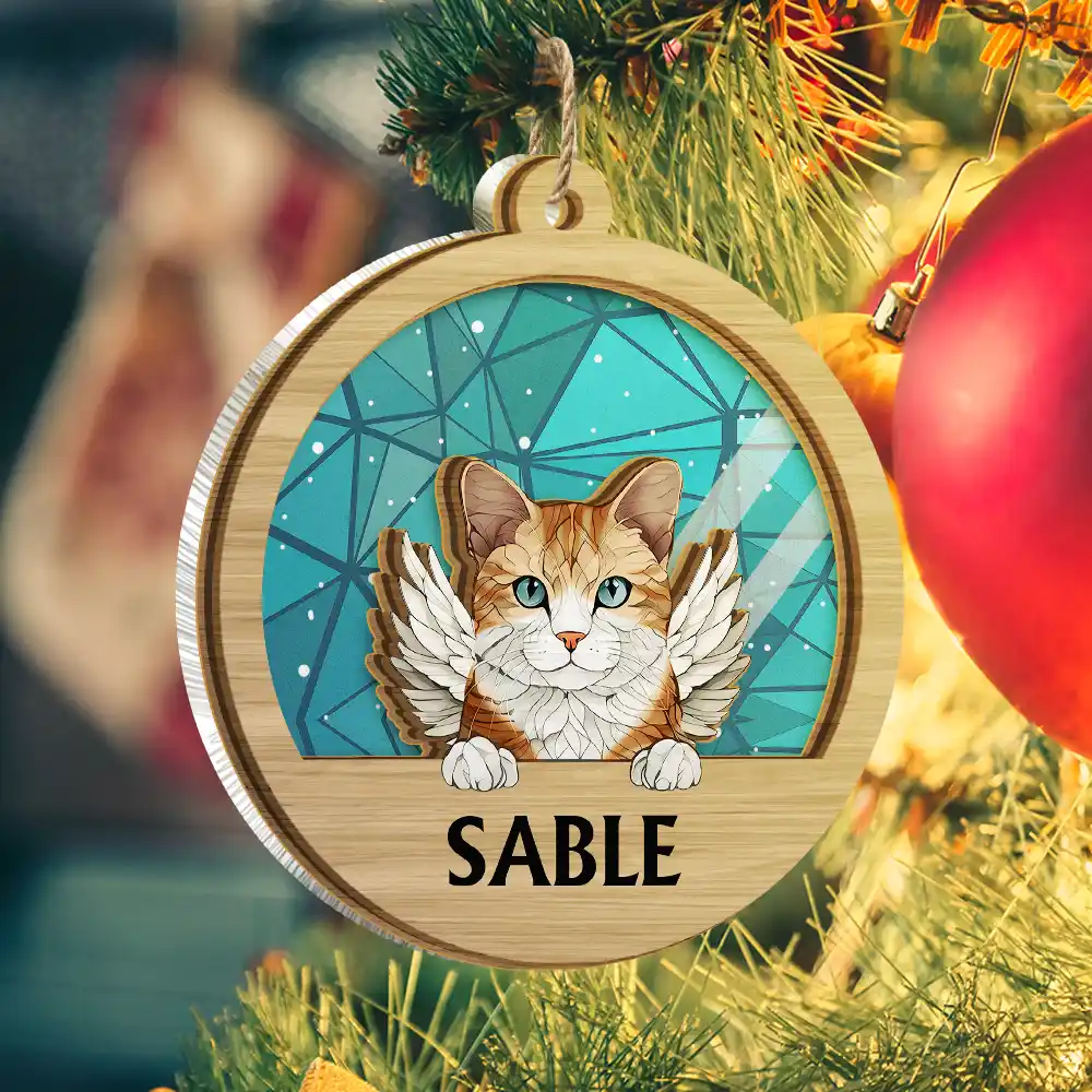 Best Friend For Life Dog Cat Christmas Stained Glass - Personalized Suncatcher Ornament - Image 2