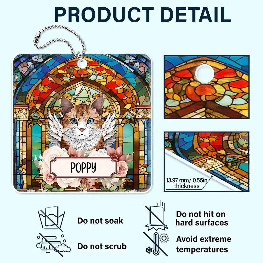 Best Friend For Life Dog Cat Stained Glass - Personalized Acrylic Car Hanger - Image 5