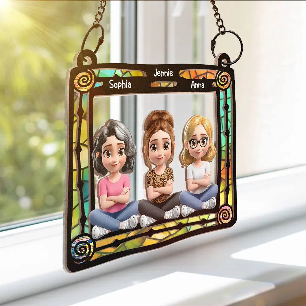Best Friend Sitting By The Window - Personalized Window Hanging Suncatcher Ornament - Image 3