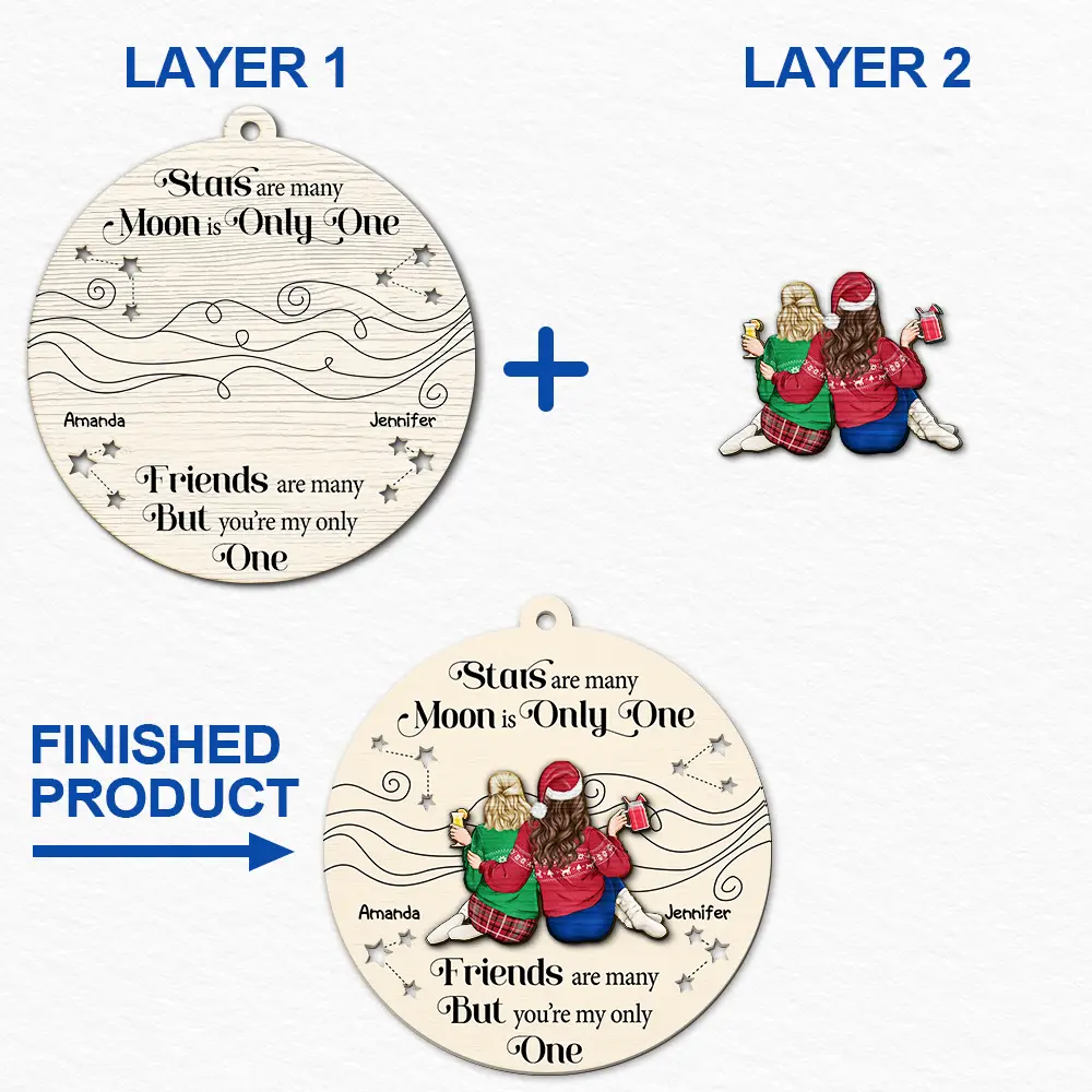 Best Friend You Are The Only One - Personalized 2-Layered Wooden Ornament - Image 6