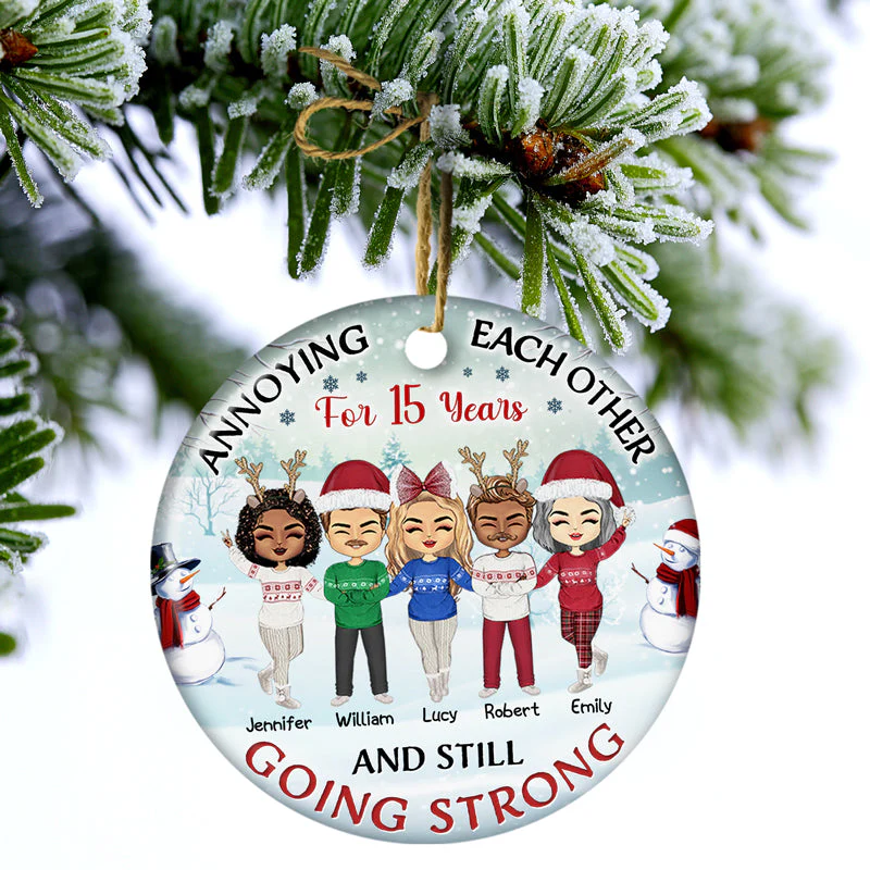 Best Friends Annoying Each Other - Christmas Gift For BFF And Siblings - Personalized Custom Circle Ceramic Ornament - Image 3
