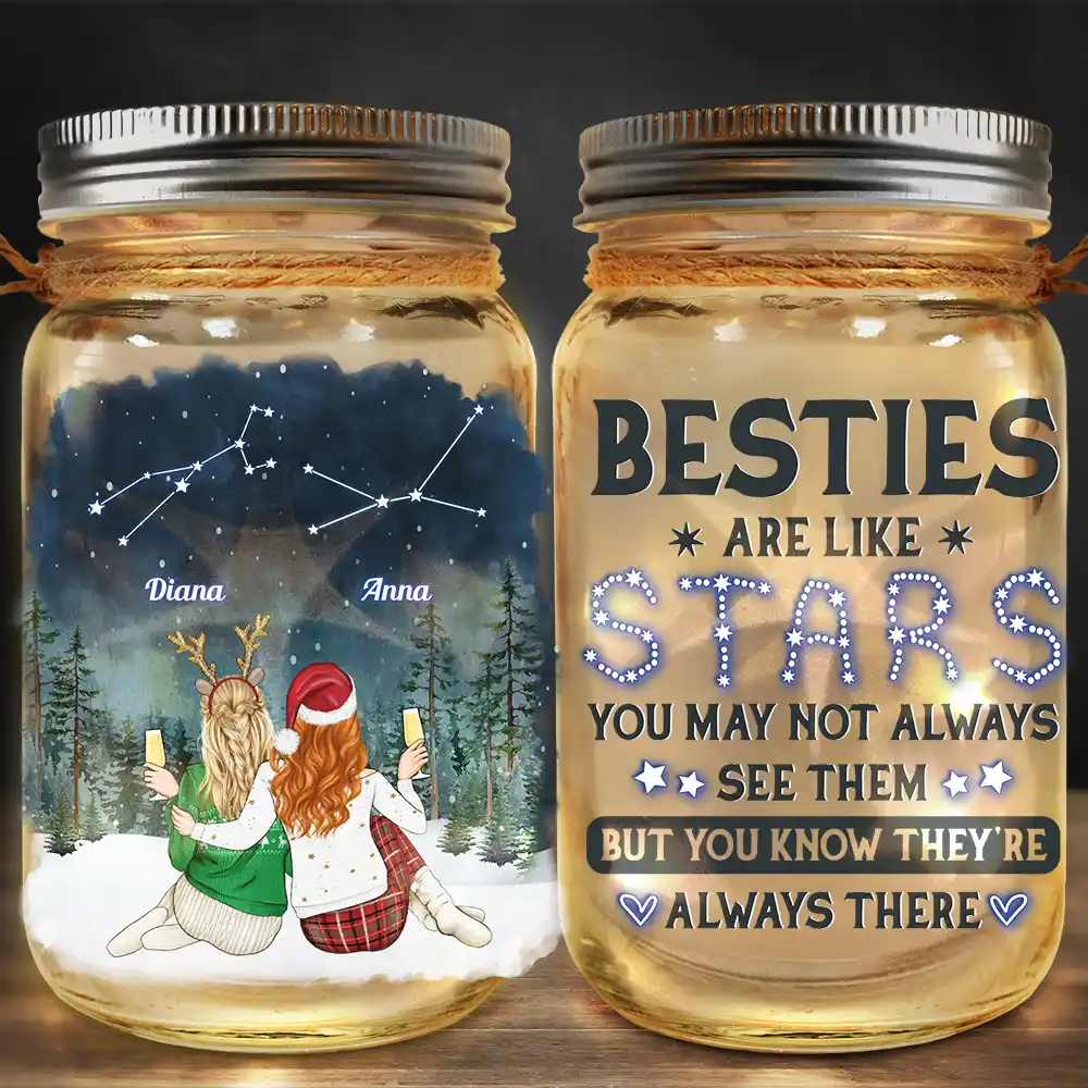 Best Friends Are Like Stars Zodiac Sign - Personalized Mason Jar Light - Image 2