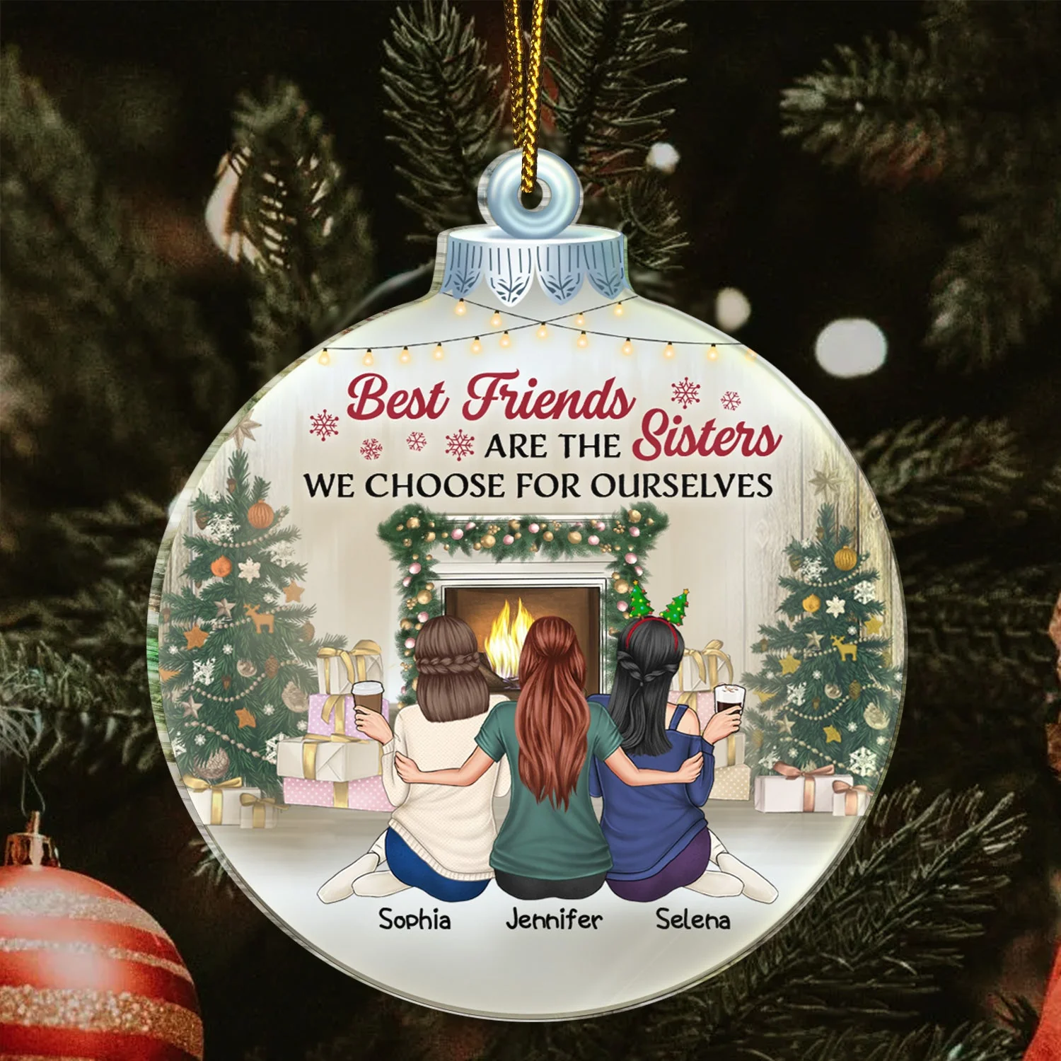 Best Friends Are The Sisters We Choose For Ourselves - Christmas Gift For Besties, Sisters - Personalized Custom Shaped Acrylic Ornament - Image 3