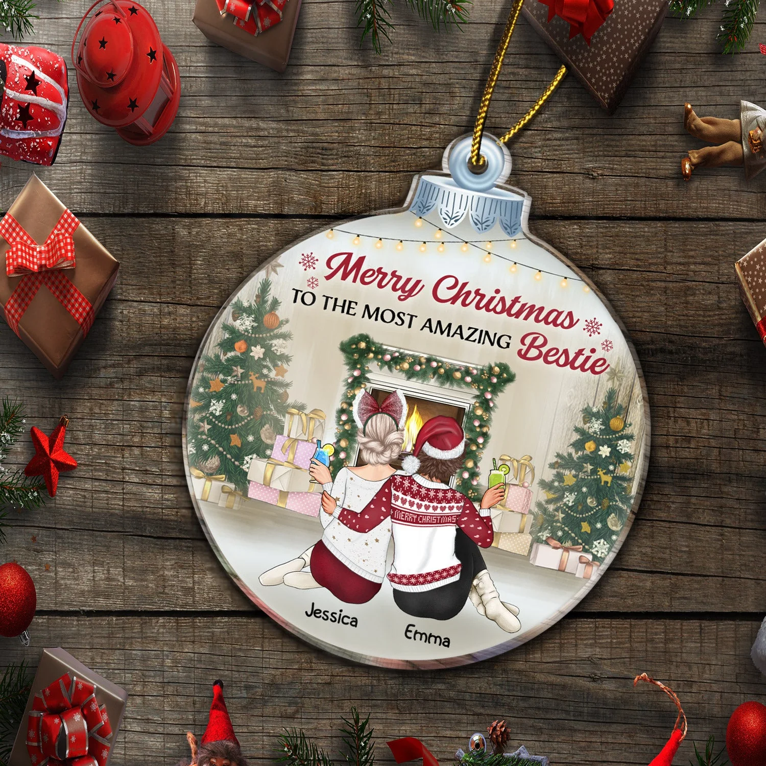 Best Friends Are The Sisters We Choose For Ourselves - Christmas Gift For Besties, Sisters - Personalized Custom Shaped Acrylic Ornament - Image 5