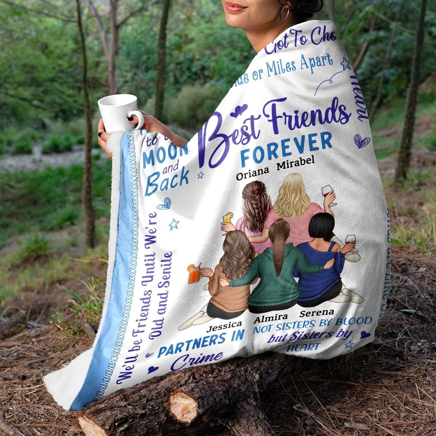Best Friends Forever Connected By Heart - Loving Gifts For Besties - Personalized Fleece Blanket - Image 5