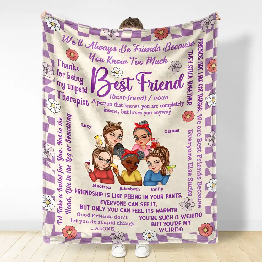 Best Friends Forever Connected By Heart - Personalized Fleece Blanket, Sherpa Blanket - Image 3