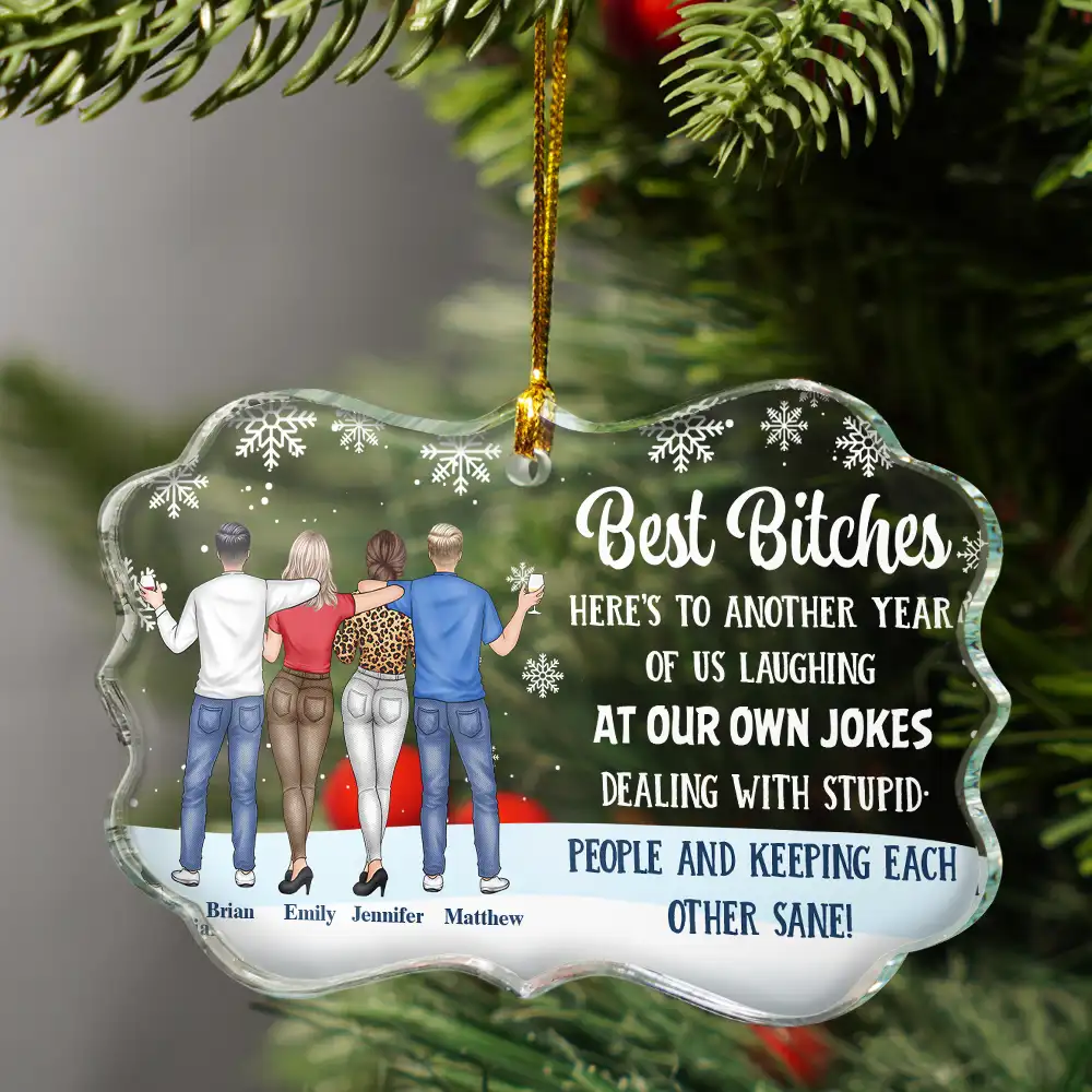 Best Friends Here's To Another Year Of Us - Personalized Medallion Glass Ornament - Image 3