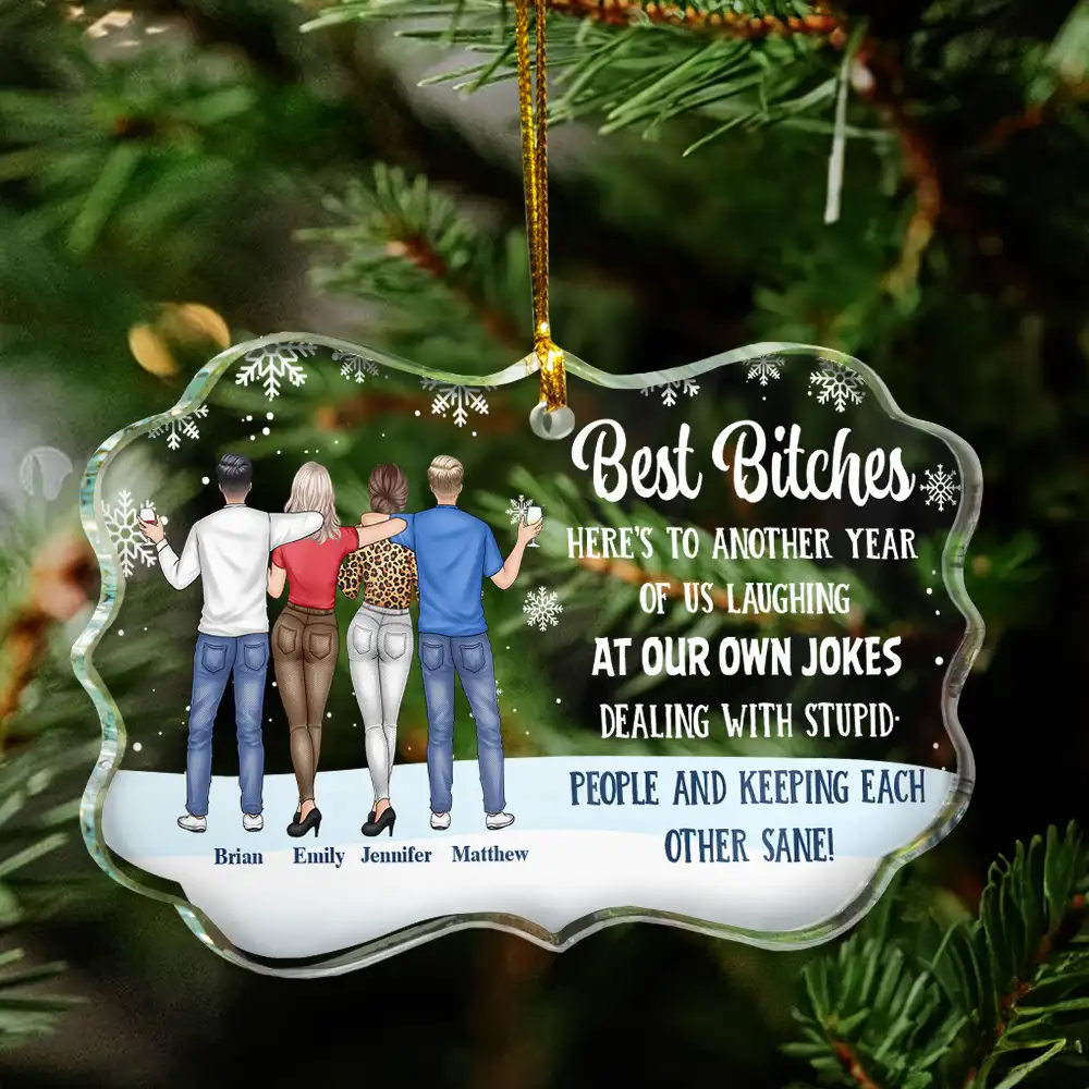 Best Friends Here's To Another Year Of Us - Personalized Medallion Glass Ornament - Image 4