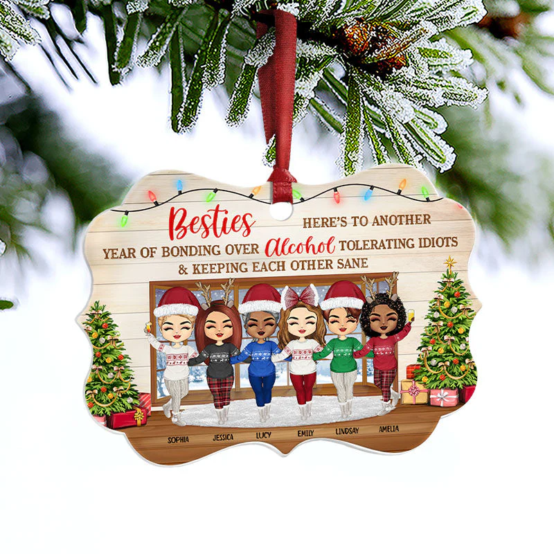 Best Friends Keeping Each Other Sane - Christmas Gift For BFF And Colleagues - Personalized Custom Aluminum Ornament - Image 3