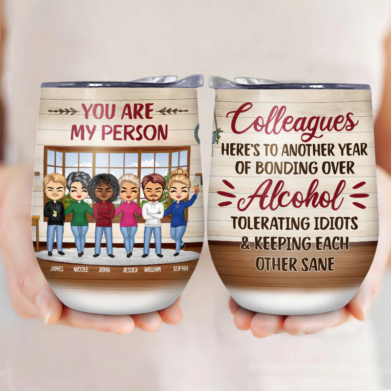 Best Friends Keeping Each Other Sane - Gift For BFF And Colleagues - Personalized Custom Wine Tumbler - Image 3