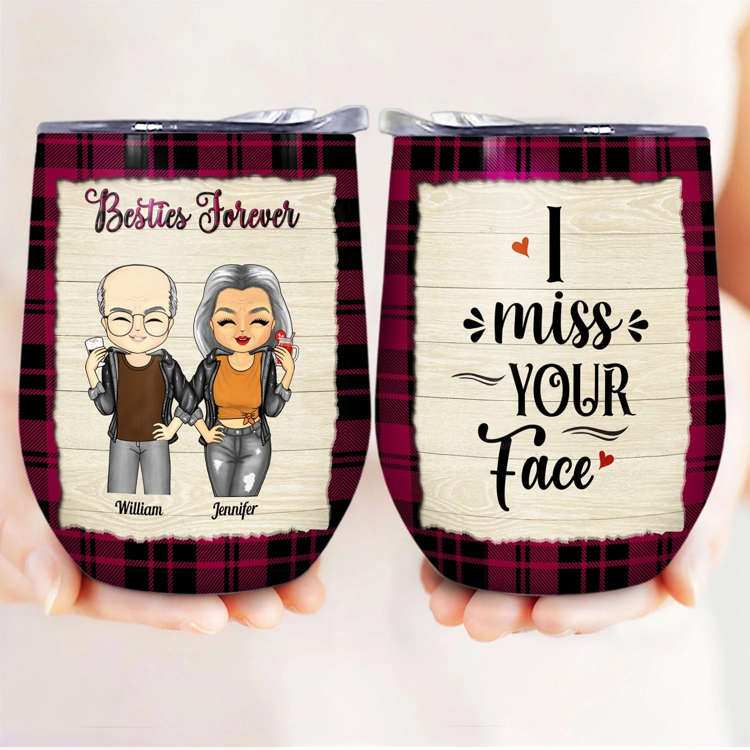 Best Friends Never Too Far To Wine Together - Gift For BFF Besties & Siblings - Personalized Custom Wine Tumbler - Image 3