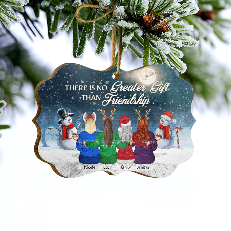 Best Friends No Greater Gift Than Friendship - Christmas Gift For BFF - Personalized Custom Wooden Ornament - Image 3