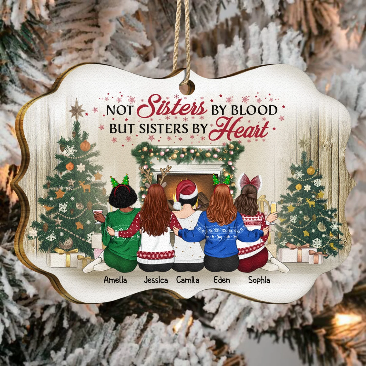 Best Friends Not Sisters By Blood But Sisters By Heart - Christmas Gift For BFF - Personalized Wooden Ornament - Image 4