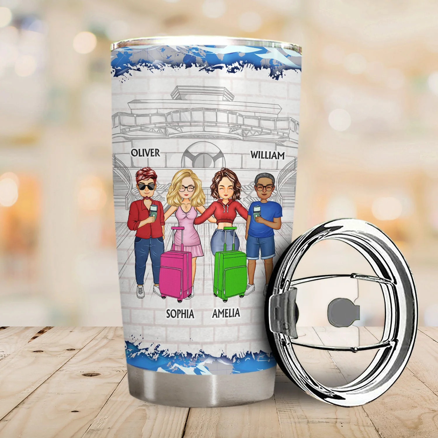 Best Friends Oh Ship! It's A Girls trip - Gift For Travel Lovers - Personalized Custom Tumbler - Image 2