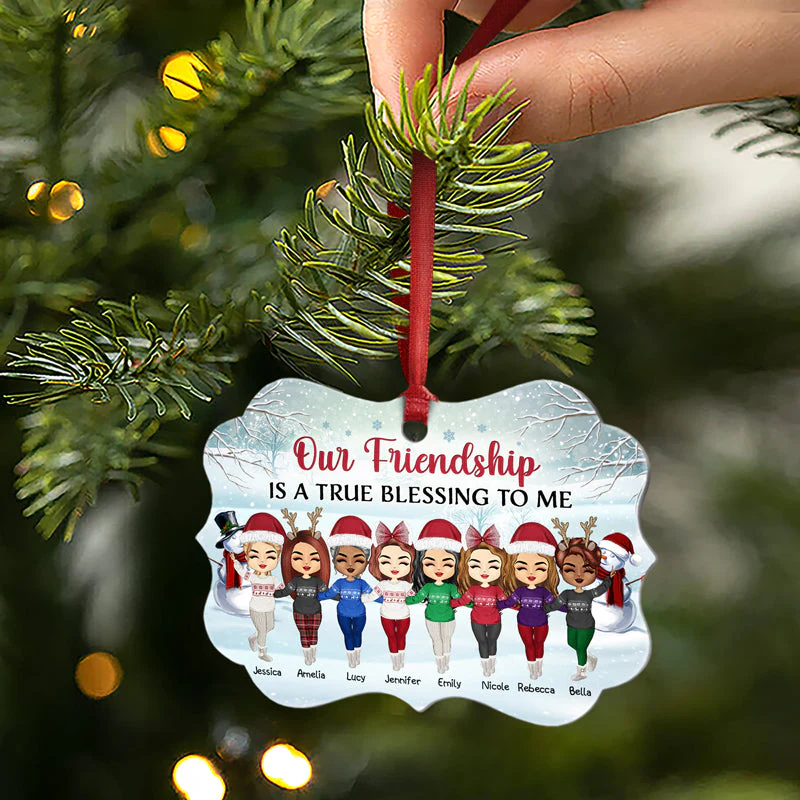 Best Friends Our Friendship is A True Blessing To Me - Christmas Gift For BFF - Personalized Custom Aluminum Ornament - Image 2