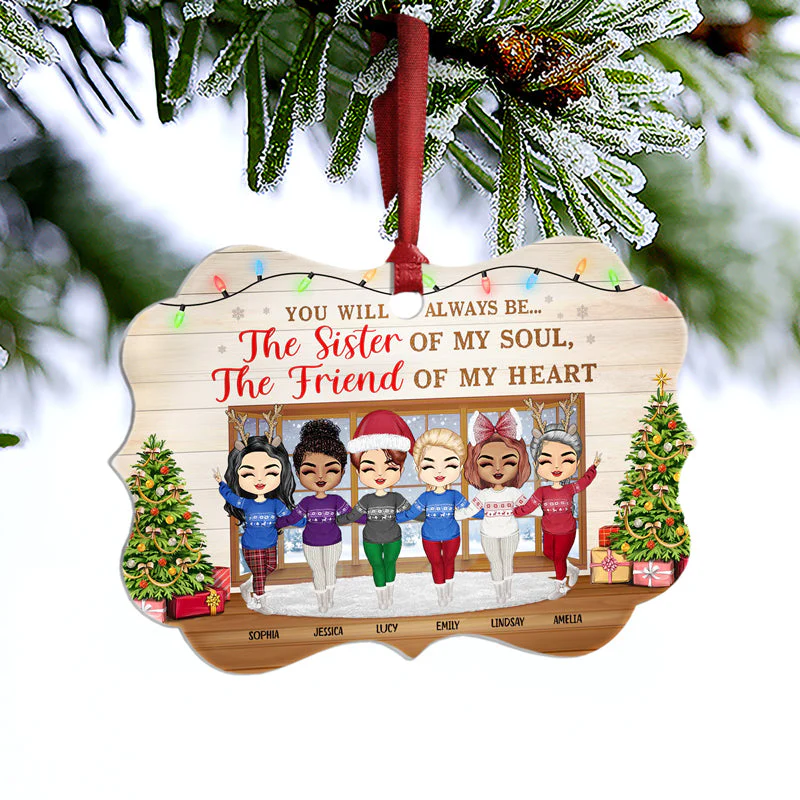 Best Friends Sister Of My Soul Friend Of My Heart - Christmas Gift For BFF - Personalized Custom Aluminum Ornament - Image 3