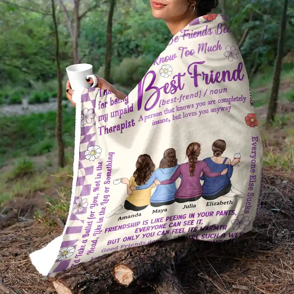 Best Friends Thanks For Being My Unpaid Therapist - Personalized Fleece Blanket, Sherpa Blanket - Image 5