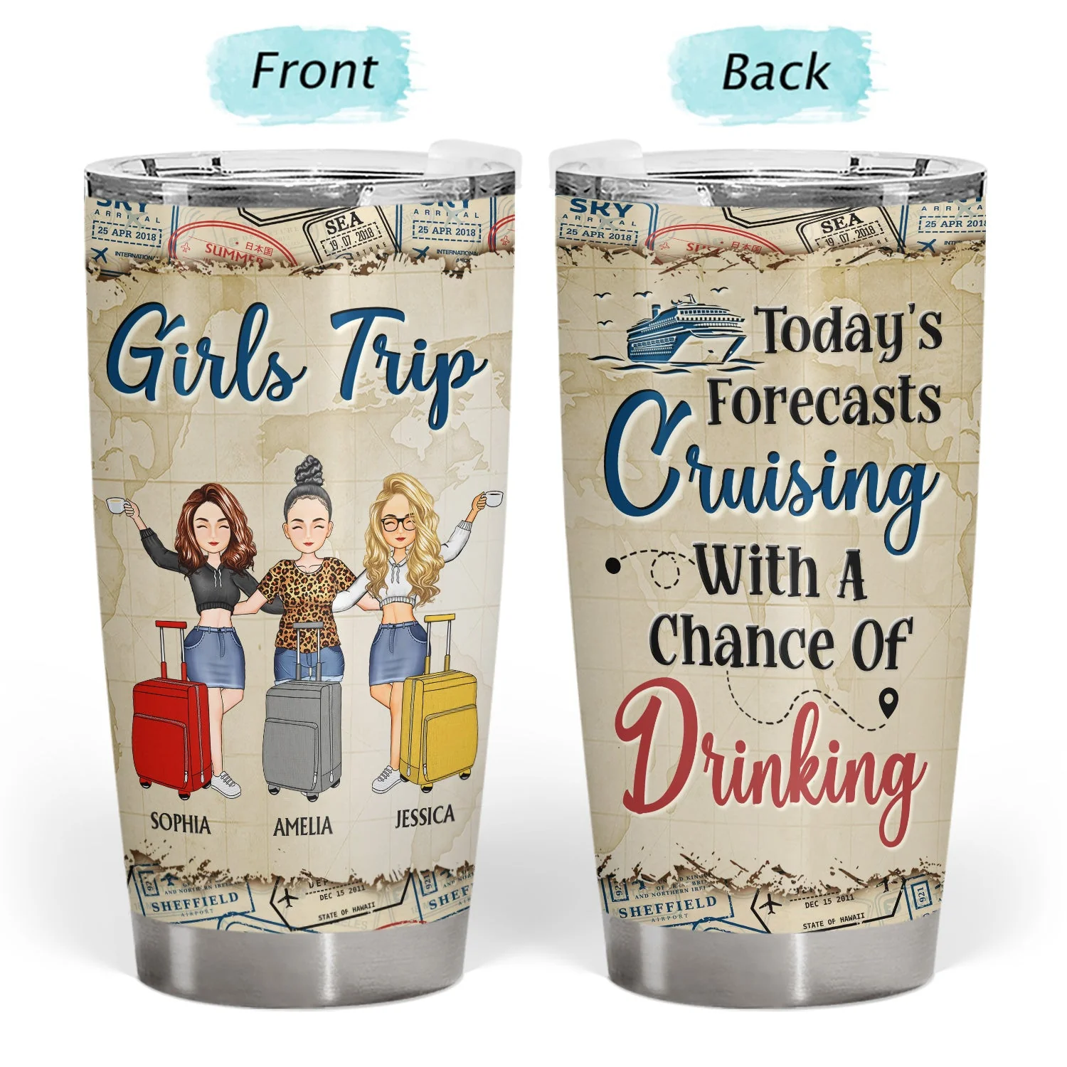 Best Friends That Travel Together Stay Together - Gift For BFF - Personalized Custom Tumbler - Image 3