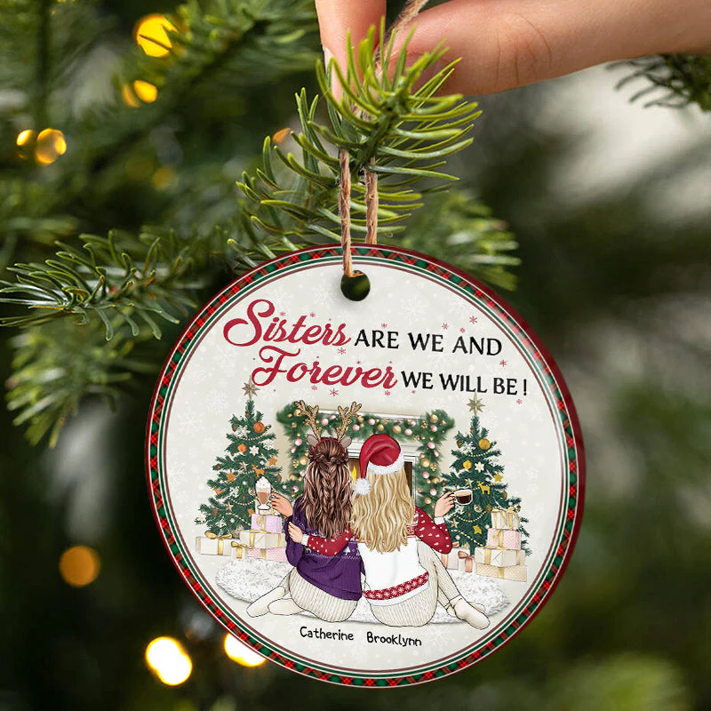 Best Friends There Is No Greater Gift Than Friendship - Christmas Gift For BFF - Personalized Custom Circle Ceramic Ornament - Image 2