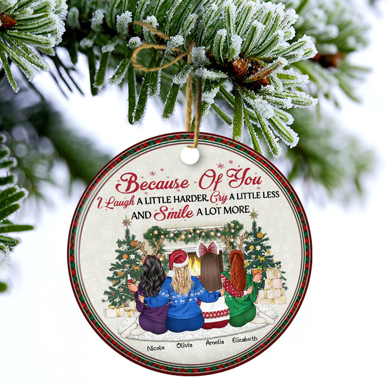 Best Friends There Is No Greater Gift Than Friendship - Christmas Gift For BFF - Personalized Custom Circle Ceramic Ornament - Image 3
