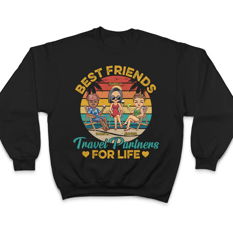 Best Friends Travel Partners For Life Beach Traveling Besties - Personalized Custom T Shirt - Image 5