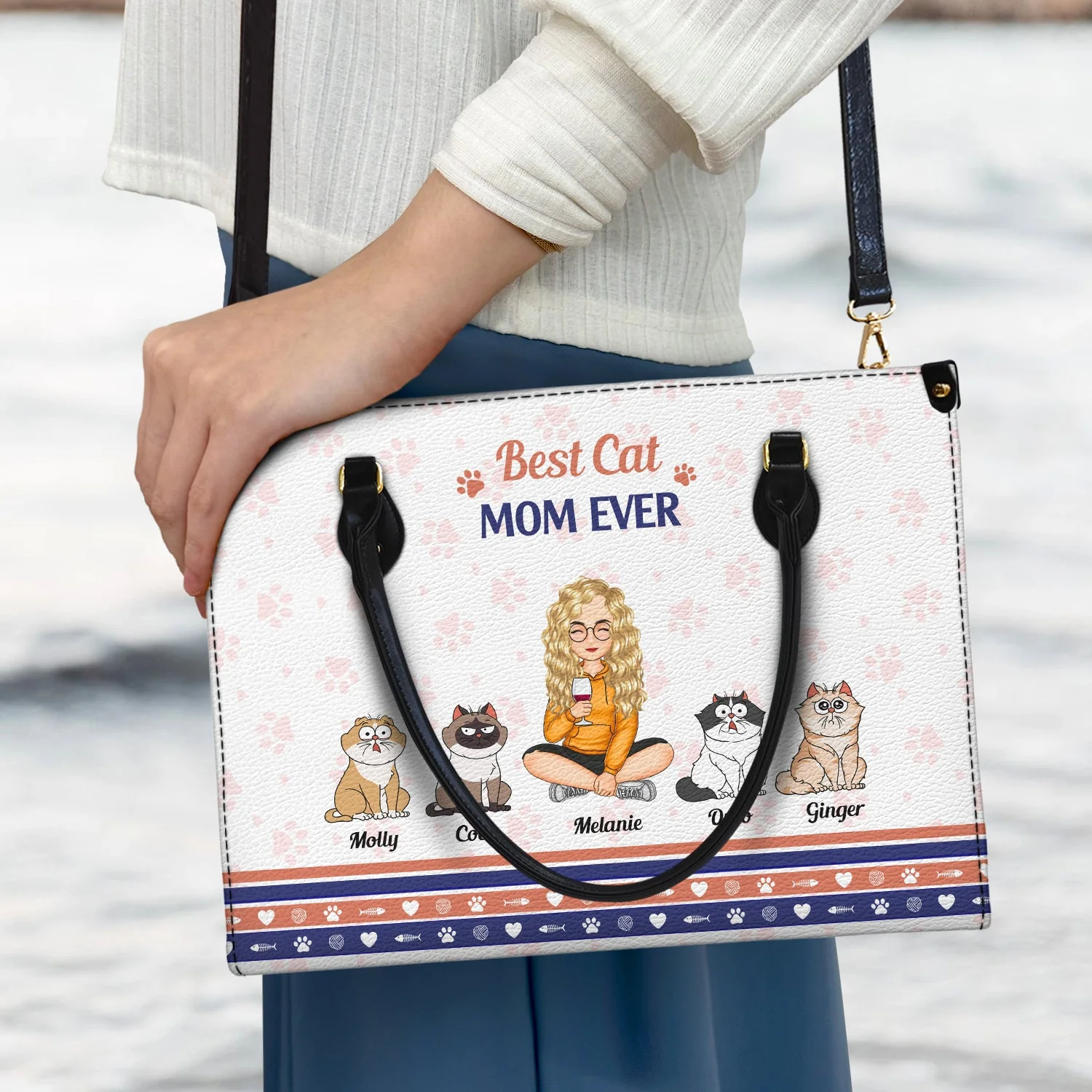 Best Fur Mom Ever - Gift For Dog Mom, Cat Mom, Pet Lovers - Personalized Leather Bag - Image 3